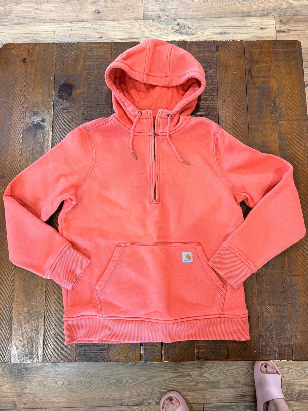Carhartt Coral Half-Zip Hooded Sweatshirt Size Medium